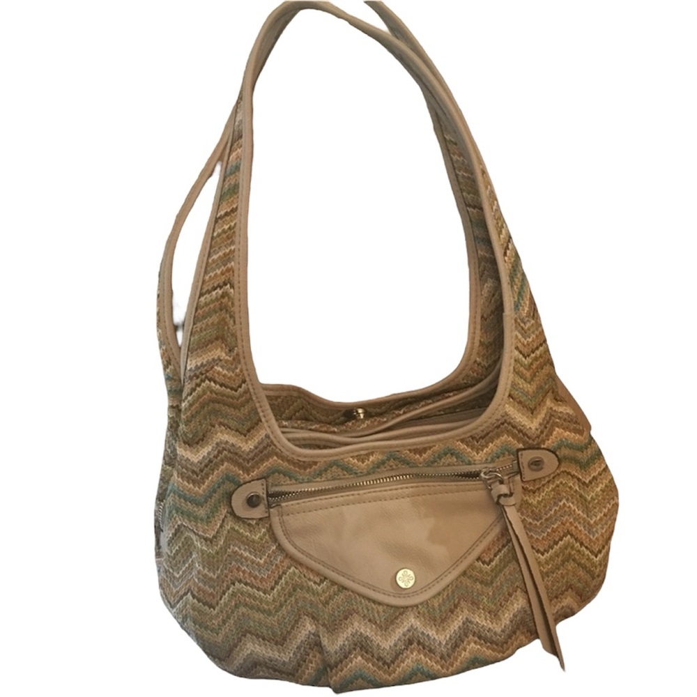 Simply Vera Wang Straw Chevron Multi Color Boho Shoulder bag purse